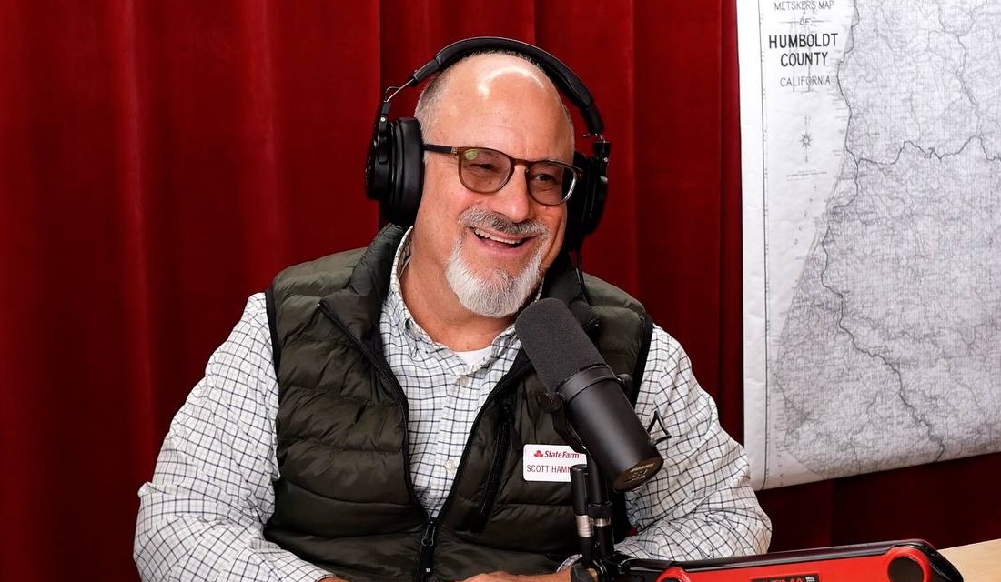 Scott Hammond recording the 100% Humboldt podcast